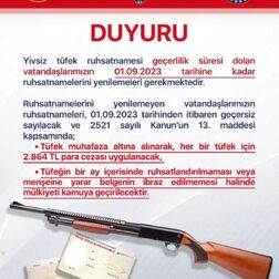 Yivsiz Tüfek Ruhsatlarının Yenilenmesi 